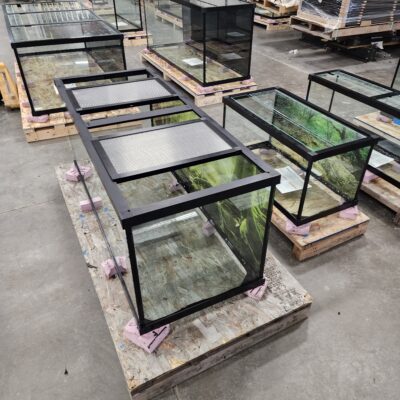 glass tanks with aluminum and glass top-sliding doors